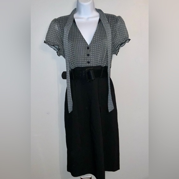 Speechless Dresses & Skirts - Preloved Y2K Era Chic Black & White Belted Secretary Dress Sz 13 Petite